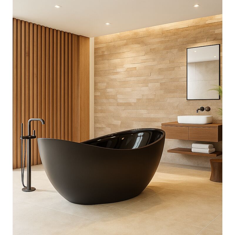 Badplaats - Baignoire autoportante Baku 180 x 89 x 73 cm - Noir