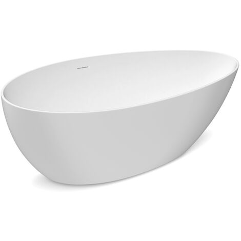 Baignoire autoportante Drop DM630-1600T - 160x82x58 cm - Blanc brillant - Design minimaliste - Haute qualité - avec système de verrouillage blanc mat