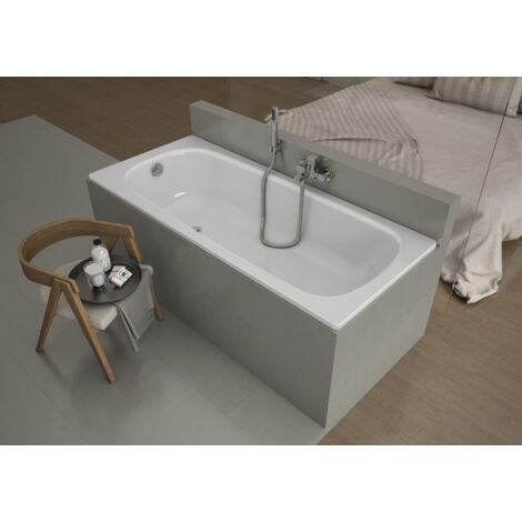 Baignoire AVIZORIA en acier émaillé 140/150/160/170x75 cm fond anti derapant rugueux - Dimensions: 160cm - Blanc