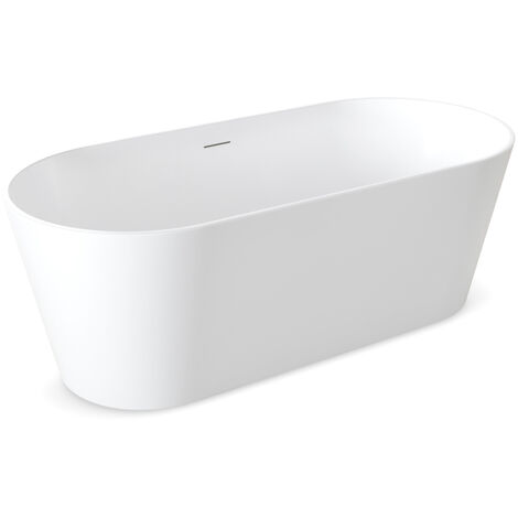 Baignoire - Baignoire Autoportante DM938-1600T - 1590x740x560 mm - Blanc Brillant - Design Moderne - Avec Clic-Clac Doré