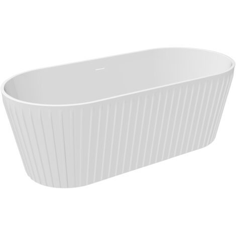 Baignoire – Baignoire autoportante Muffin - 159x74x56,5 cm - Blanc brillant - Design moderne - Incl. siphon