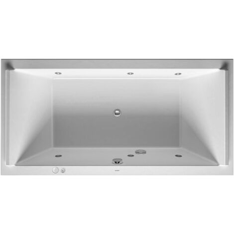 Baignoire Bain à remous rectangulaire STARCK 309 l 200x100 blanc, 2 dossiers Jet-Syst