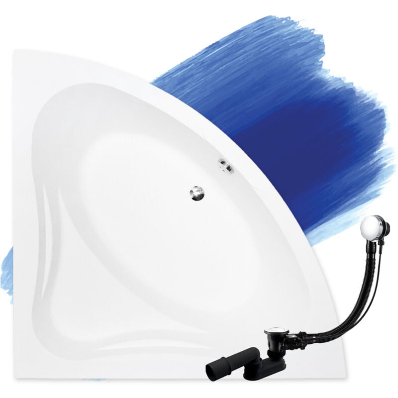 Baignoire Bain d'angle 120x120, Siphon de bain et pieds (support) - Set 3en1 - Fabriqué en ue Badland mia
