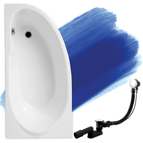 Baignoire Bain d'angle 140x70 Gauche, Siphon de bain et pieds (support) - Set 3en1 - Fabriqué en UE - BADLAND MIKI
