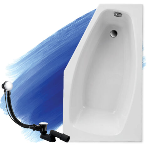 Baignoire Bain d'angle 140x80 Droite, Siphon de bain et pieds (support) - Set 3en1 - Fabriqué en UE - BADLAND MARIKA