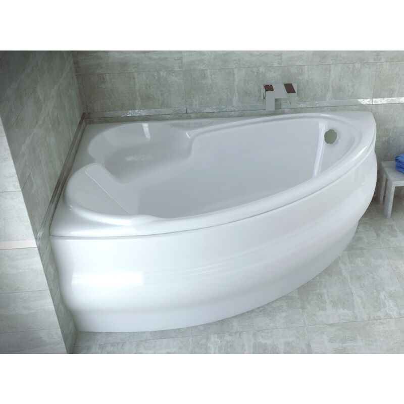 Badland - Baignoire Bain d'angle 140x95 Gauche avec tablier en acrylique, Siphon de bain et pieds (support) - Set 4en1 - Fabriqué en ue finezja
