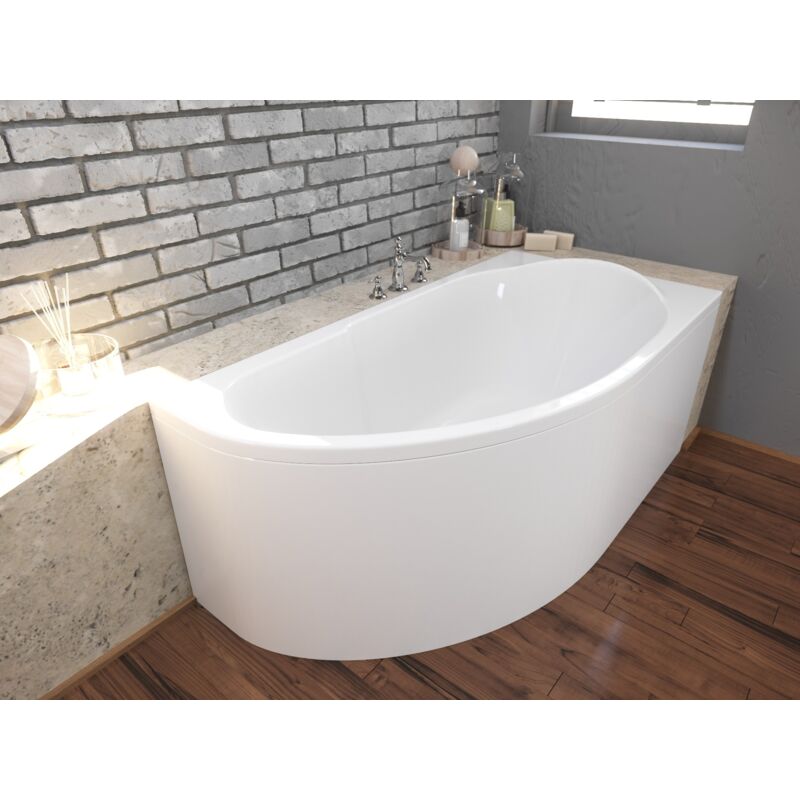 Baignoire Bain d'angle 145x85 Droite avec tablier en acrylique, Siphon de bain et pieds (support) - Set 4en1 - Fabriqué en ue Badland miki