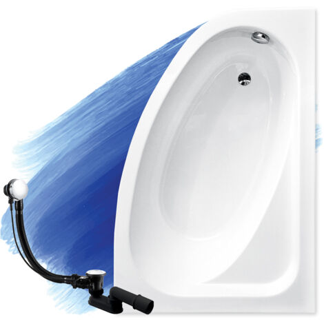 Baignoire Bain d'angle 150x100 Droite, Siphon de bain et pieds (support) - Set 3en1 - Fabriqué en UE - BADLAND CORNEA