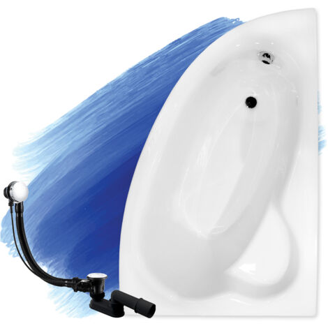 Baignoire Bain d'angle 150x100 Droite, Siphon de bain et pieds (support) - Set 3en1 - Fabriqué en UE - BADLAND NATALIA