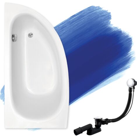 Baignoire Bain d'angle 150x70 Gauche, Siphon de bain et pieds (support) - Set 3en1 - Fabriqué en UE - BADLAND MILENA