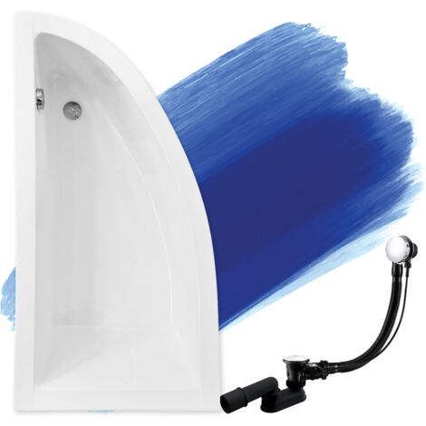Baignoire Bain d'angle 150x70 Gauche, Siphon de bain et pieds (support) - Set 3en1 - Fabriqué en UE - BADLAND PRAKTIKA