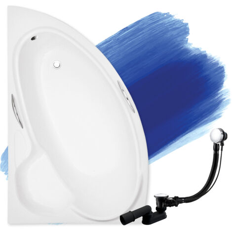 Baignoire Bain d'angle 150x95 Gauche, Siphon de bain et pieds (support) - Set 3en1 - Fabriqué en UE - BADLAND BIANKA
