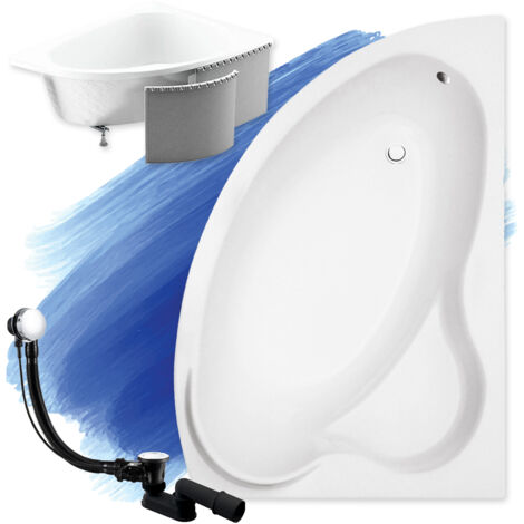 Baignoire Bain d'angle 160x100 Droite avec des panneaux en polystyrène, Siphon de bain et pieds (support) - Set 4en1 - Fabriqué en UE - BADLAND ADA