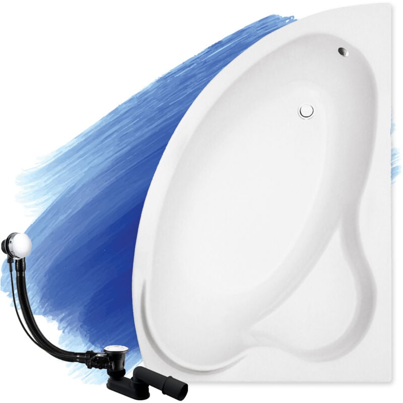 Baignoire Bain d'angle 160x100 Droite, Siphon de bain et pieds (support) - Set 3en1 - Fabriqué en ue Badland ada