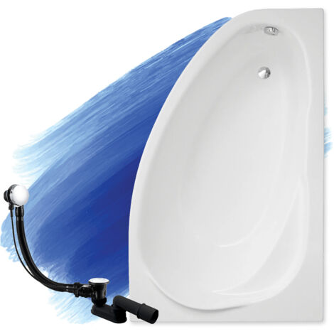 Baignoire Bain d'angle 160x100 Droite, Siphon de bain et pieds (support) - Set 3en1 - Fabriqué en UE - BADLAND MAREA
