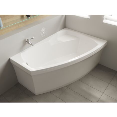 Baignoire Bain d'angle 160x105 Droite avec tablier en acrylique, Siphon de bain et pieds (support) - Set 4en1 - Fabriqué en UE - BADLAND FRIDA