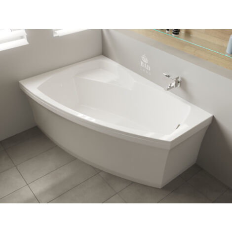 Baignoire Bain d'angle 160x105 Gauche avec tablier en acrylique, Siphon de bain et pieds (support) - Set 4en1 - Fabriqué en UE - BADLAND FRIDA