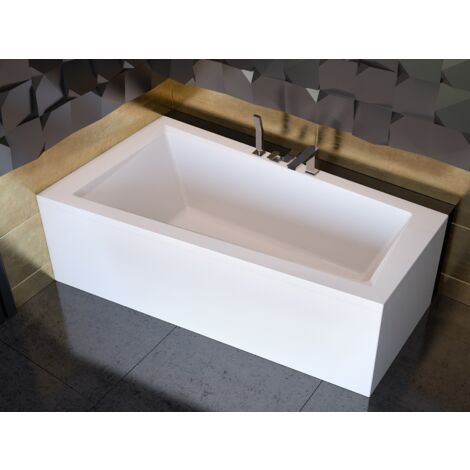 Baignoire Bain d'angle 160x90 Gauche avec tablier en acrylique, Siphon de bain et pieds (support) - Set 4en1 - Fabriqué en UE - BADLAND INTIMA