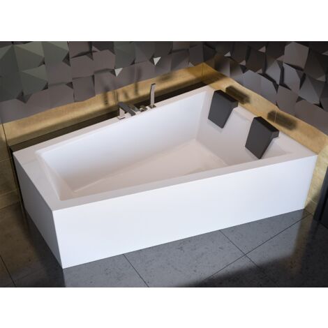 Baignoire Bain d'angle 170x125 Droite avec tablier en acrylique, Siphon de bain et pieds (support) - Set 4en1 - Fabriqué en UE - BADLAND INTIMA