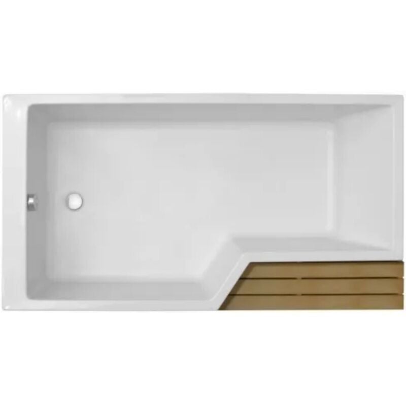 Jacob Delafon - Baignoire bain douche antidérapante Neo, blanc mat 150 x 80, gauche