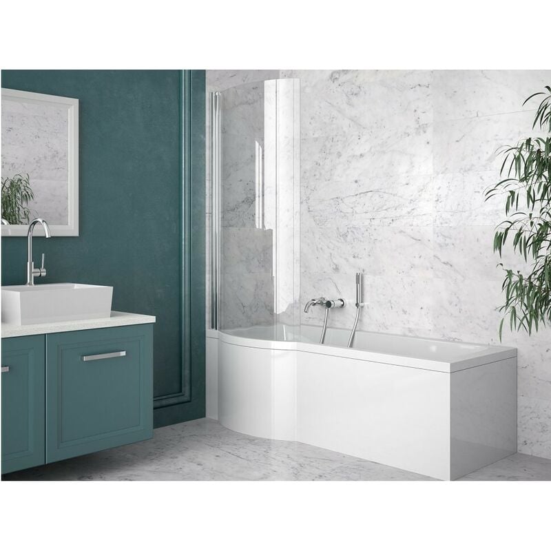 Otitec - Baignoire bain douche droit avec pare de baignoire+ tablier de baignoire blanc inspiro 150x70