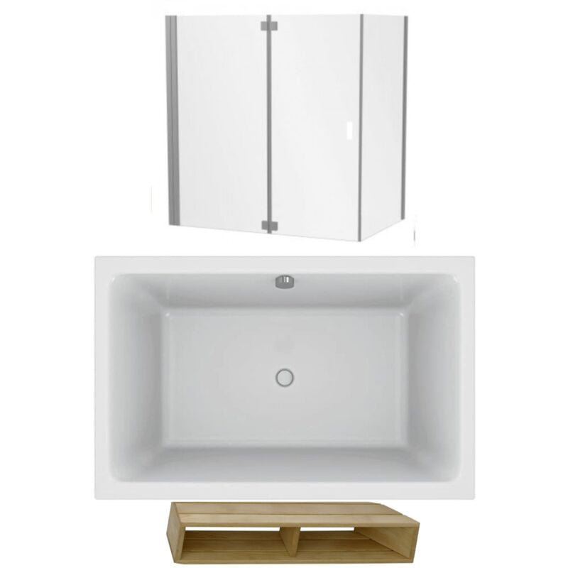 Jacob Delafon - Baignoire bain douche Capsule, compacte + pare bain en angle 120 x 80 cm