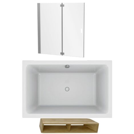 Baignoire bain douche JACOB DELAFON Capsule, compacte + pare bain en niche 120 x 80 cm