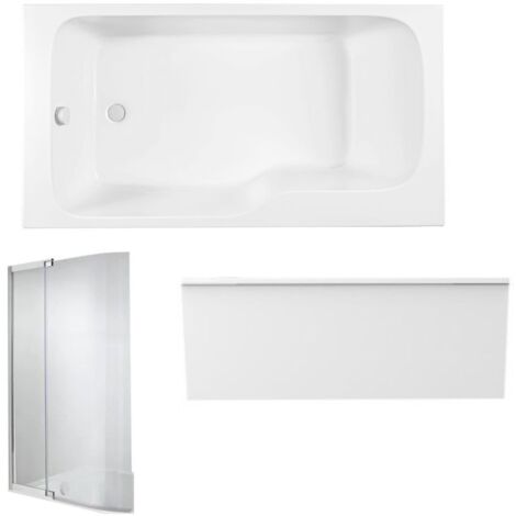 Baignoire bain douche JACOB DELAFON Malice antidérapante + tablier angle + pare bain 160 x 90, gauche