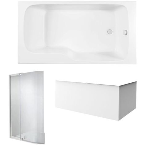 Baignoire bain douche JACOB DELAFON Malice antidérapante + tablier angle + pare bain 170 x 90, droite