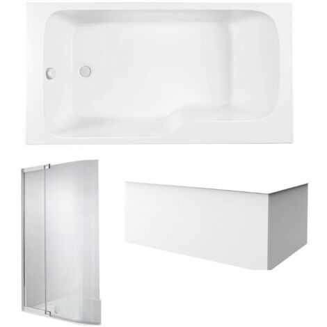 Baignoire bain douche JACOB DELAFON Malice antidérapante + tablier angle + pare bain 170 x 90, gauche