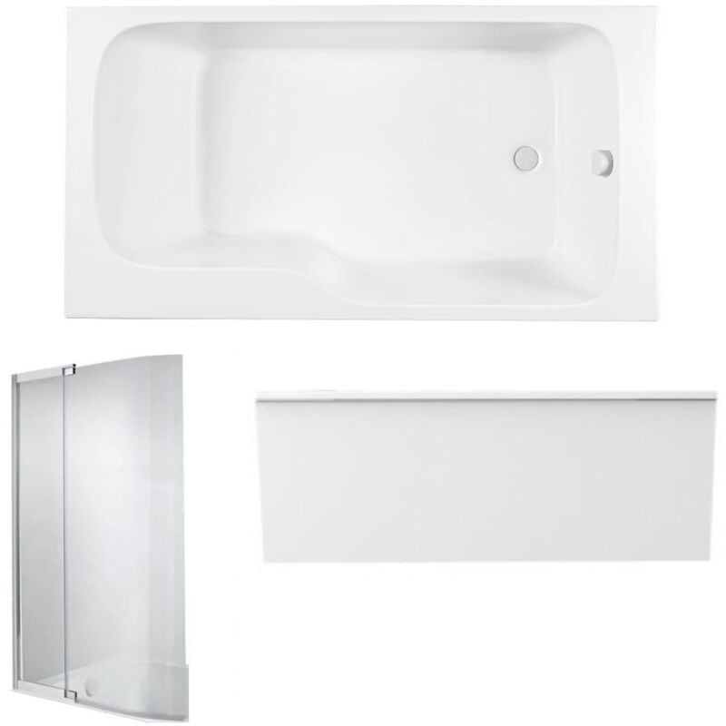 Baignoire bain douche JACOB DELAFON Malice antidérapante + tablier niche + pare bain 170 x 90 droite