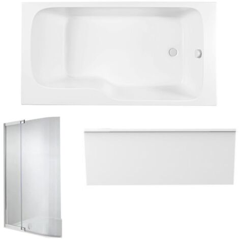 Baignoire bain douche JACOB DELAFON Malice antidérapante + tablier niche + pare bain 160 x 85 cm version droite