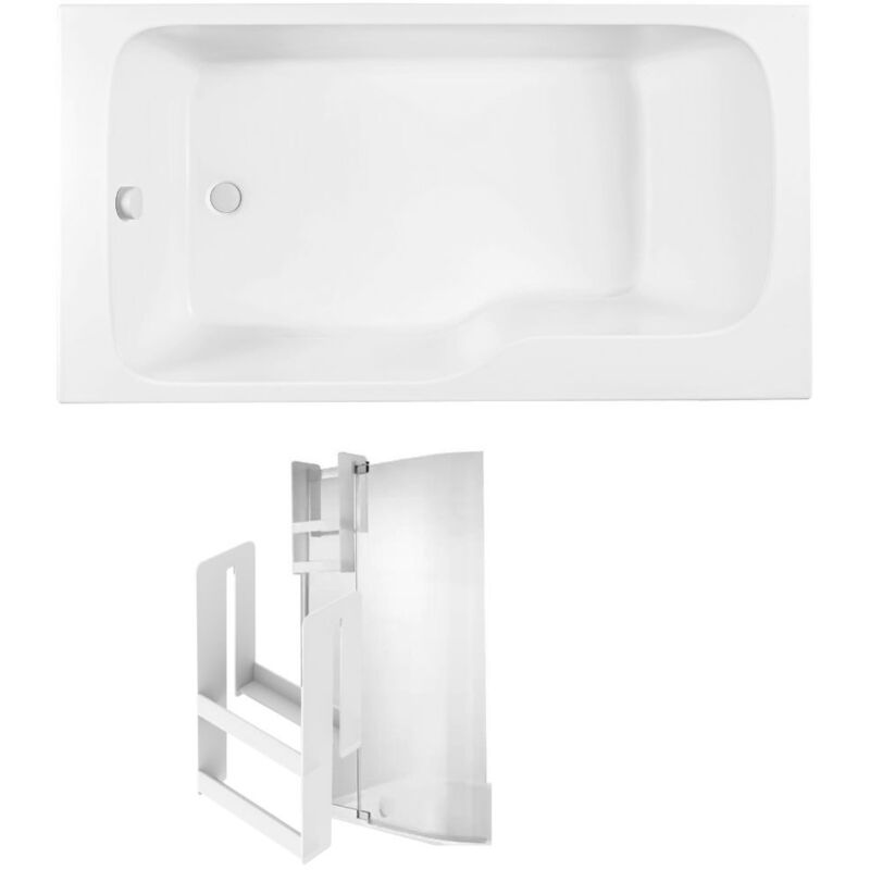 Jacob Delafon - Baignoire bain douche Malice + pare bain + étagère 170 x 90, v. gauche