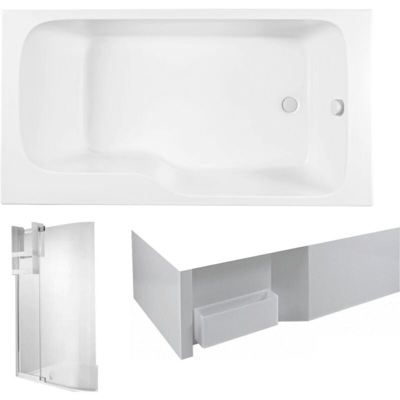Baignoire bain douche JACOB DELAFON Malice + tablier baignoire + pare bain + étagère 170 x 90 v. droite