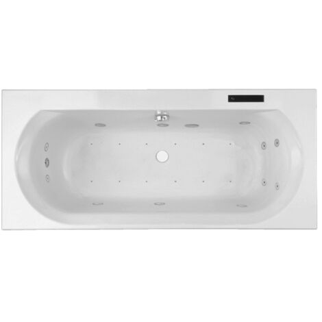 Baignoire Balnéo D'angle SAMANA Noir 150cm Avec LED Et 10 Jets Par Beliani