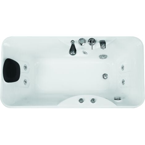 VENTE-UNIQUE Baignoire balnéo blanche - 1 place - 140L - 150 x 75 x 54,5 cm - Angle droit - GAVINO