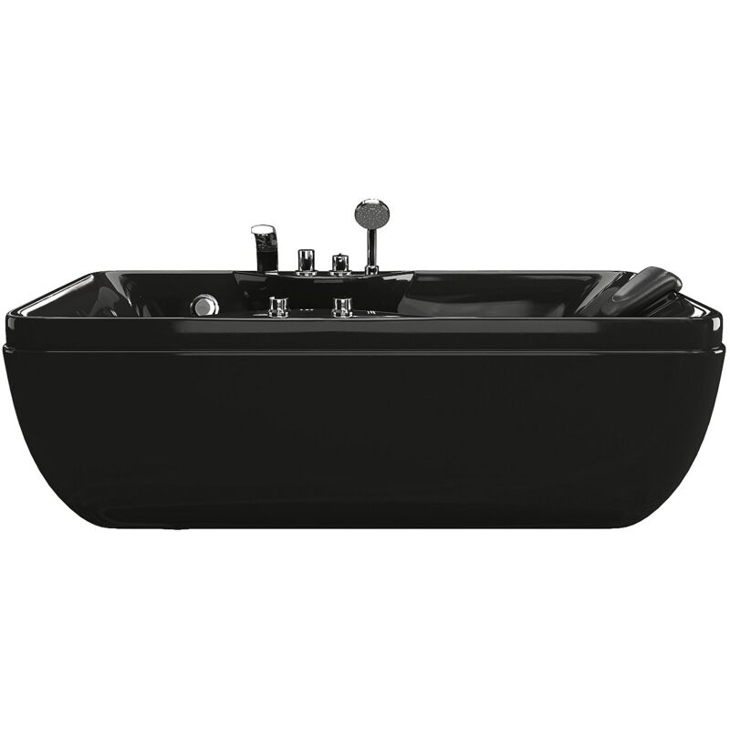 Baignoire baln&eacute;o noire - 1 place - 140L - 150 x 75 x 54,5 cm - Angle gauche - GAVINO
