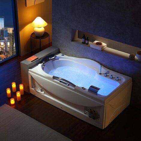 Luxe whirlpool Baignoire Avec Verre LED Lumière Chute D'Eau Avant  Individuel 1W