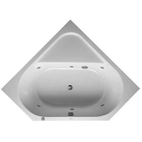 Baignoire balnéo d'angle D-CODE 140 l, 1400 x 1400 mm, blanc, 2 panneaux arrière Jet Project DURAVIT