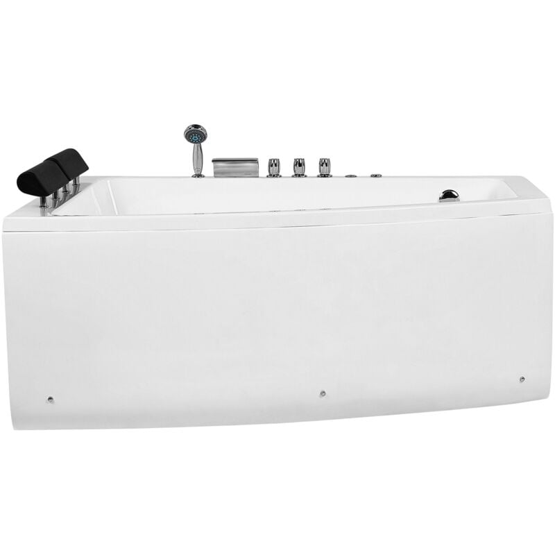 Beliani - Baignoire Balnéo d'Angle à Droite Moderne en Acrylique Blanc avec Fonction Massage et Eclairage led Capacité 550 l