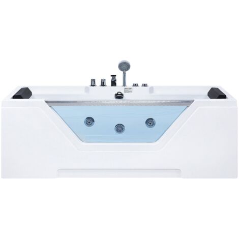 Baignoire d'angle à remous avec LED MARTINICA 198 x 144 cm Noir
