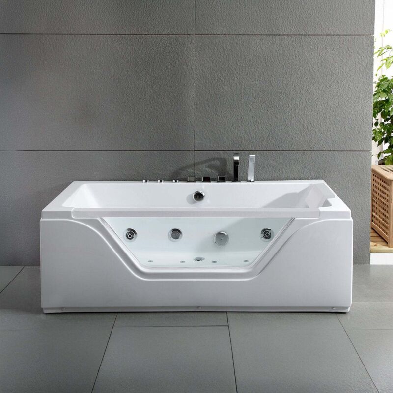 Baignoire baln&eacute;o droite TAHITI WHITE jets L170xl78xH60cm, By SPALINA