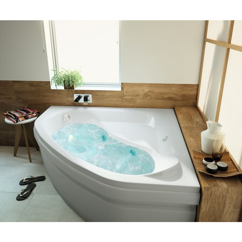 Baignoire Balneo D Angle Lumisoft 140x140 Tablier Blanc En Acrylique Allibert 240980