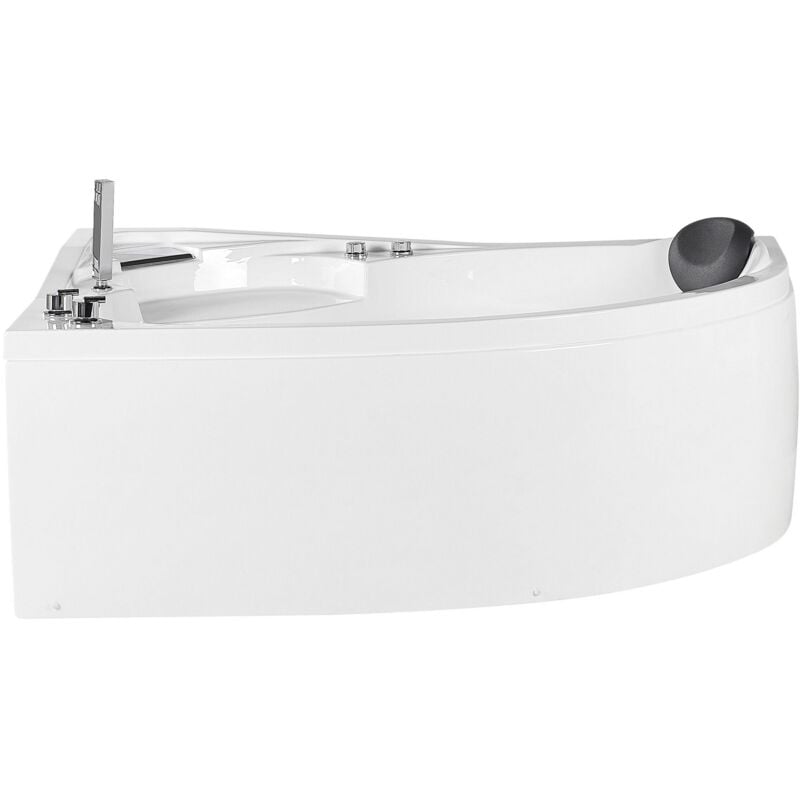 Beliani - Baignoire Balnéo d'Angle à Droite en Acrylique avec Fonction Hydromassage et Éclairage led Votre Bain à Remous et spa à Domicile