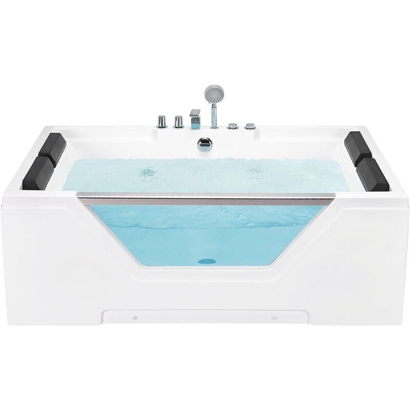 Beliani - Grande Baignoire Balnéo 2 Places 170 x 120 cm en Acrylique Blanc avec Surface Vitrée Design Moderne Tendance