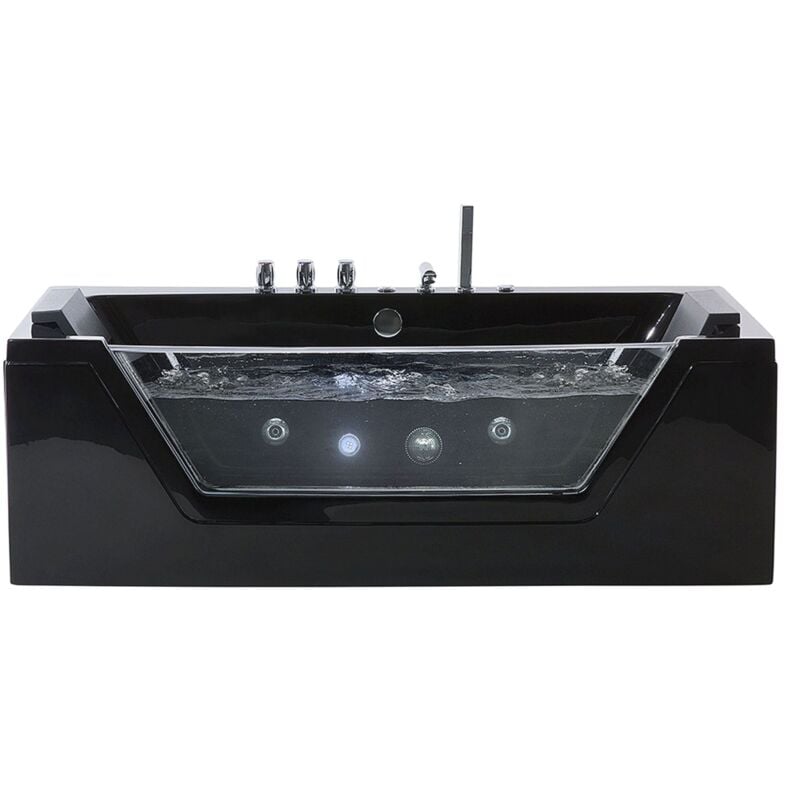 Beliani - Baignoire Balnéo 150 cm en Acrylique Sanitaire Noir à led Sous-Marines Samana