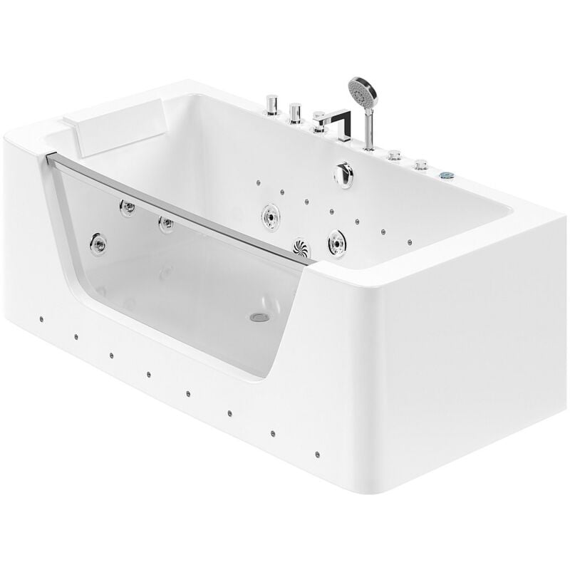 Vente-unique - Baignoire balnéo vitrée semi-îlot à leds dyona - 1 place - 260L - 1708558cm - Blanche