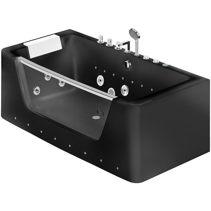 Vente-unique - Baignoire balnéo vitrée semi-îlot à leds dyona - 1 place - 260L - 1708558cm - Noir brillant