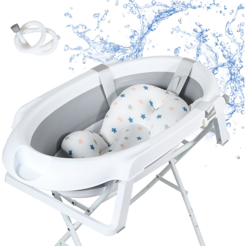Baignoire Bébé Évolutive Et Pliable,Baignoire 4 en 1, Pliable Ultra Compacte pour Bébé,85 cm Swanew Baignoire Bébé Évolutive Et Pliable,Baignoire 4