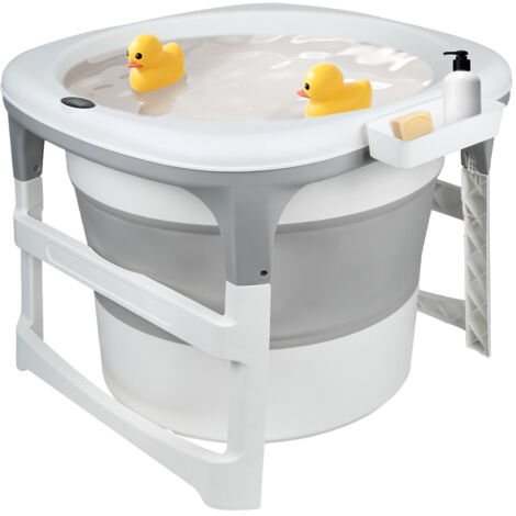 Baignoire bébé Pliable pour 24 mois-10 ans Enfants  Portable Baignoire avec Température Bouchon de vidange gris